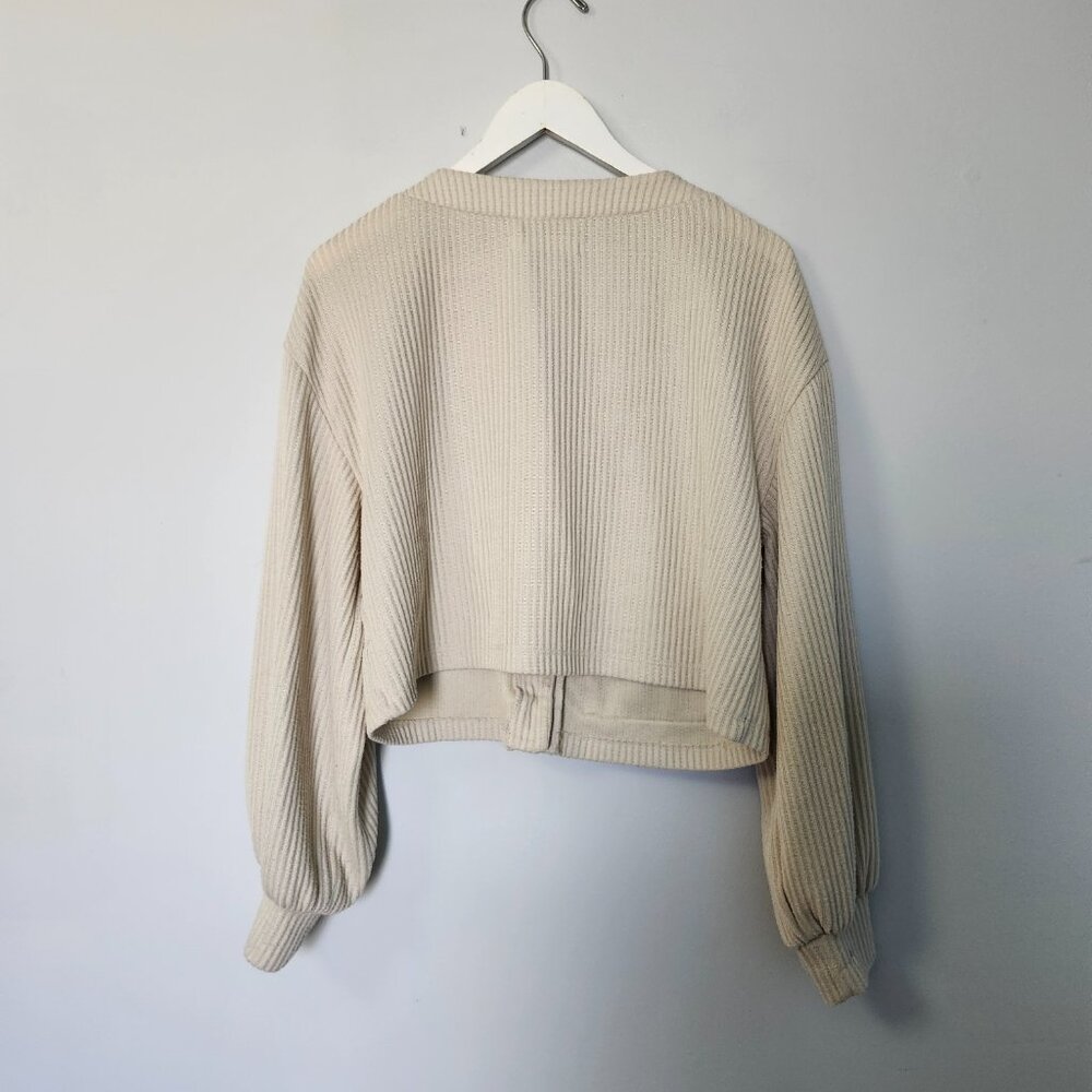 OAK + Fort | Ribbed Cropped Cardigans - Picture 3 of 9